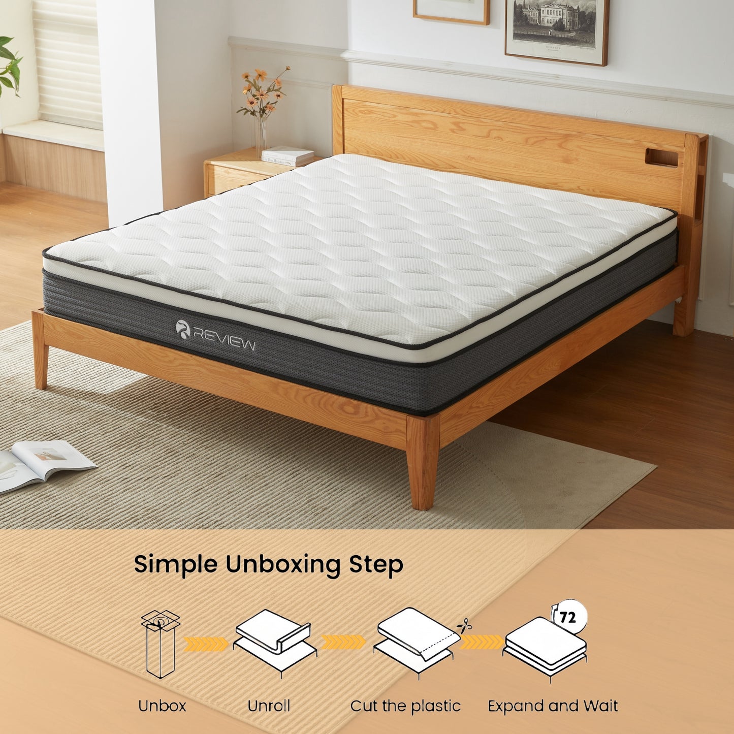 Review Full Mattress, 10 Inch Full Size Mattress in a Box,Memory Foam Hybrid Mattress,with Individual Pocket Spring for Motion Isolation & Silent Sleep, Pressure Relief, Medium Firmness