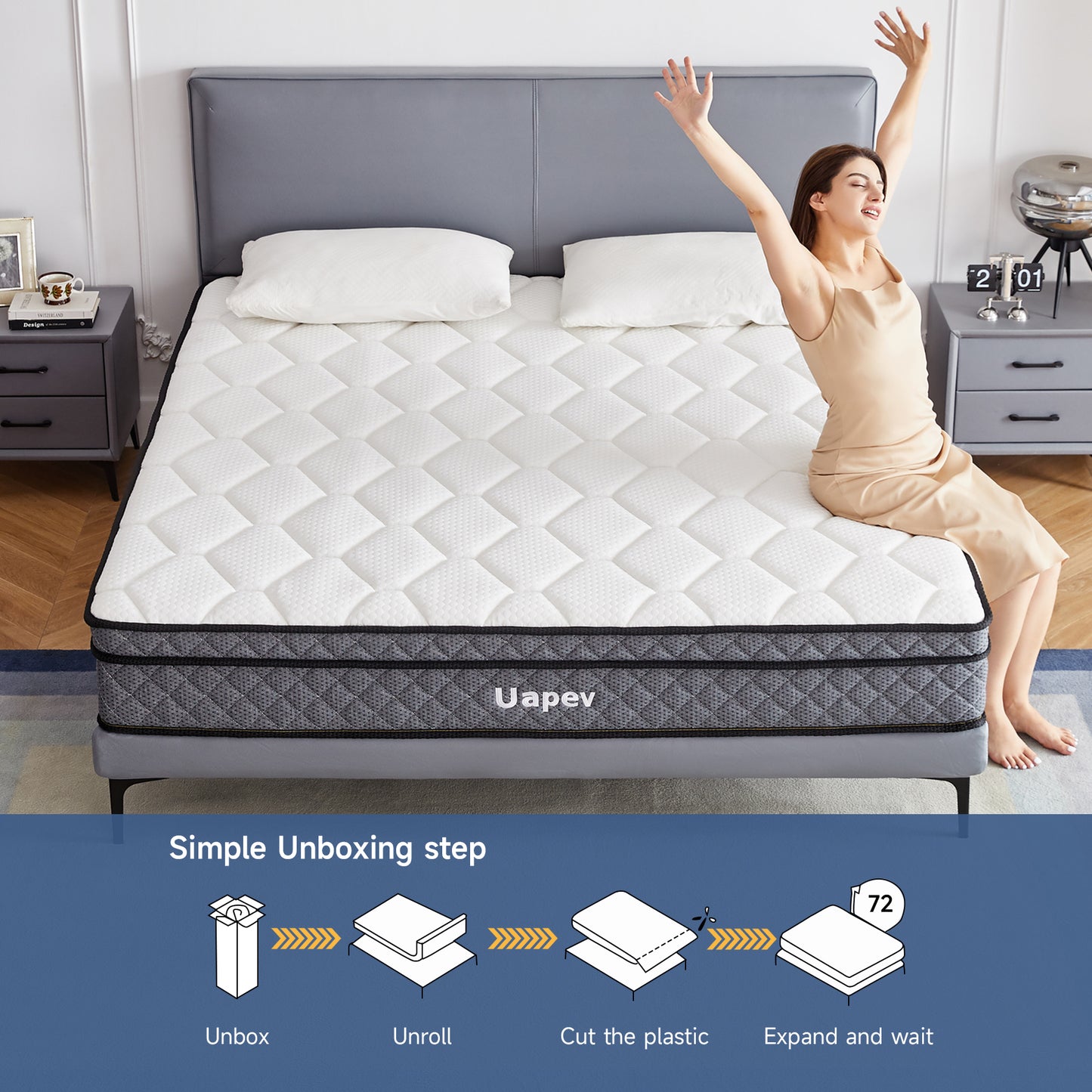 Full Mattress,10inch Thickness Mattress in A Box, Memory Foam Hybrid Mattress, with Individual Pocket Spring for Motion Isolation & Silent Sleep, Pressure Relief, Plush Texture