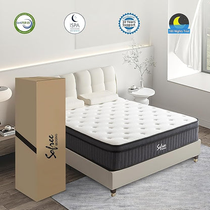 Queen Size Mattresses, 12 Inch Memory Foam Hybrid Mattress Queen, Pocket Spring Mattress in a Box for Motion Isolation, Strong Edge Support, Pressure Relief, Medium Firm, CertiPUR-US